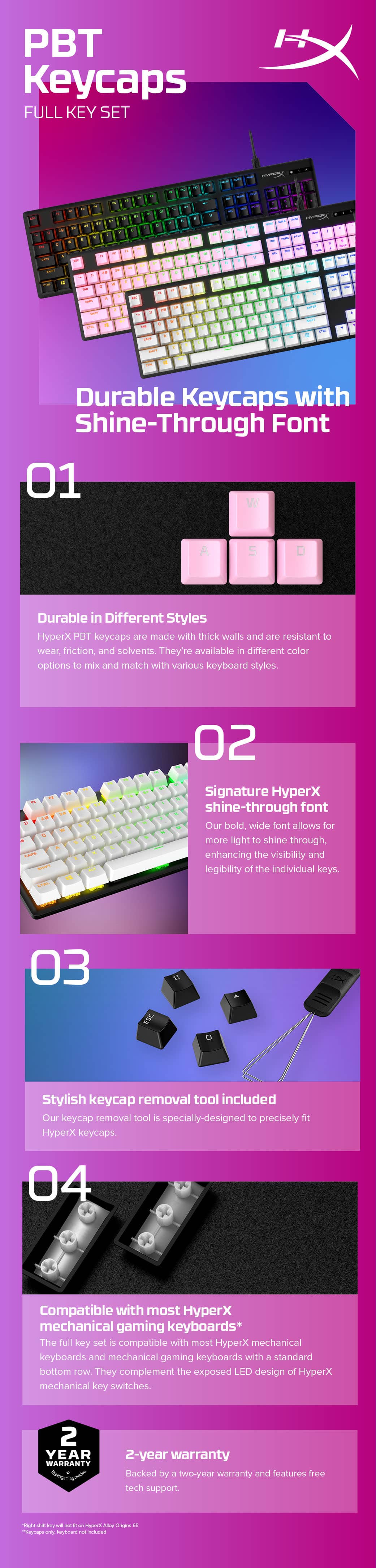 HyperX Full key Set Keycaps - PBT (Black)